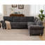 Canapé modulaire de 109,5 po, accoudoirs roulés décorés avec rivets, canapé en L pour le salon, canapé d'angle, chenille, coussin de siège à 6 places, 7 places, gris foncé
