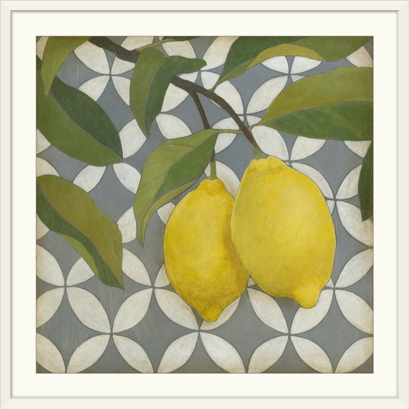 «Fruit and Pattern I» par Megan Meagher, impression, H 20" x l 20" x P 1", Cadre blanc