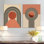 Vortex rétro orange et noir I - ensemble de 2 impressions murales géométriques en métal