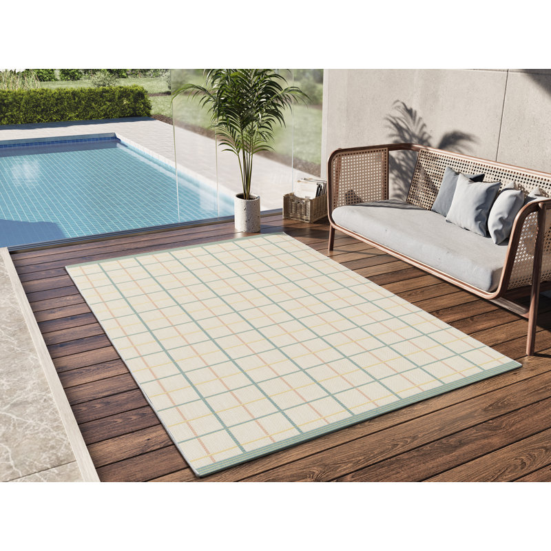 Ahmani Geometric Shapes Flatweave Indoor / Outdoor Area Rug, Rectangle 80 x 150cm