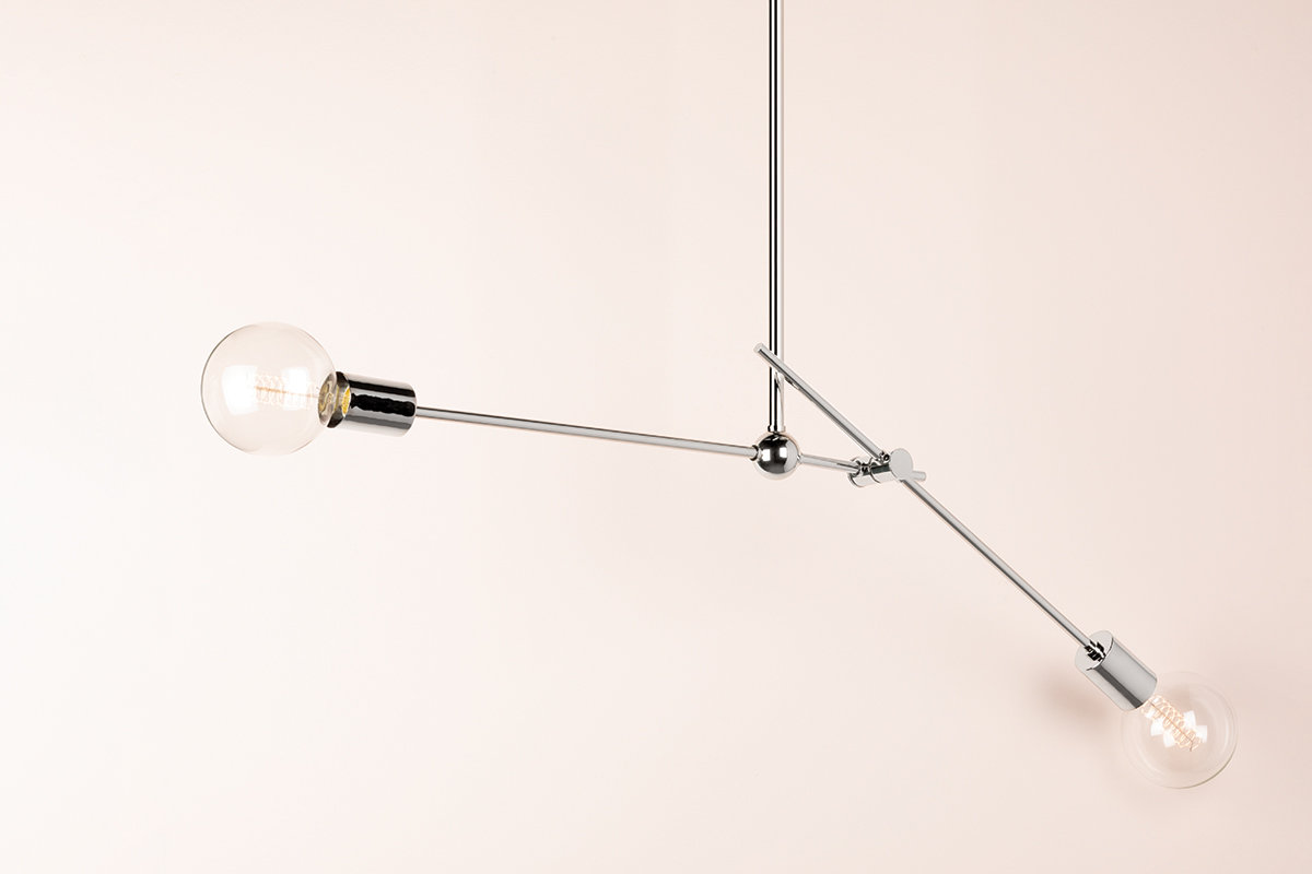 Crowmere 2 Light Steel Dimmable Pendant, Polished Nickel