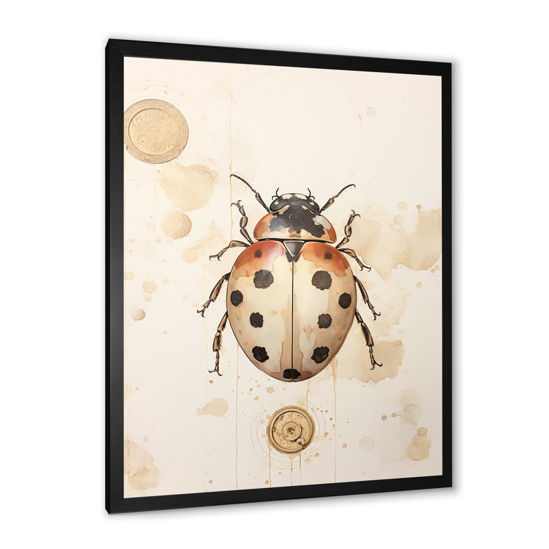 Coccinelle minimalisme doré rétro III, H 40 po x l 30 po x P 1,5 po, Cadre simple noir