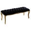 Repose-pieds de banc Kopa, capitonné noir, bois brun, pieds incurvés, 46 po