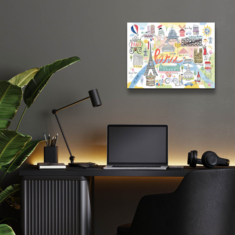  «Paris Map Light» par Farida Zaman, art mural en verre acrylique, 16 po x 12 po