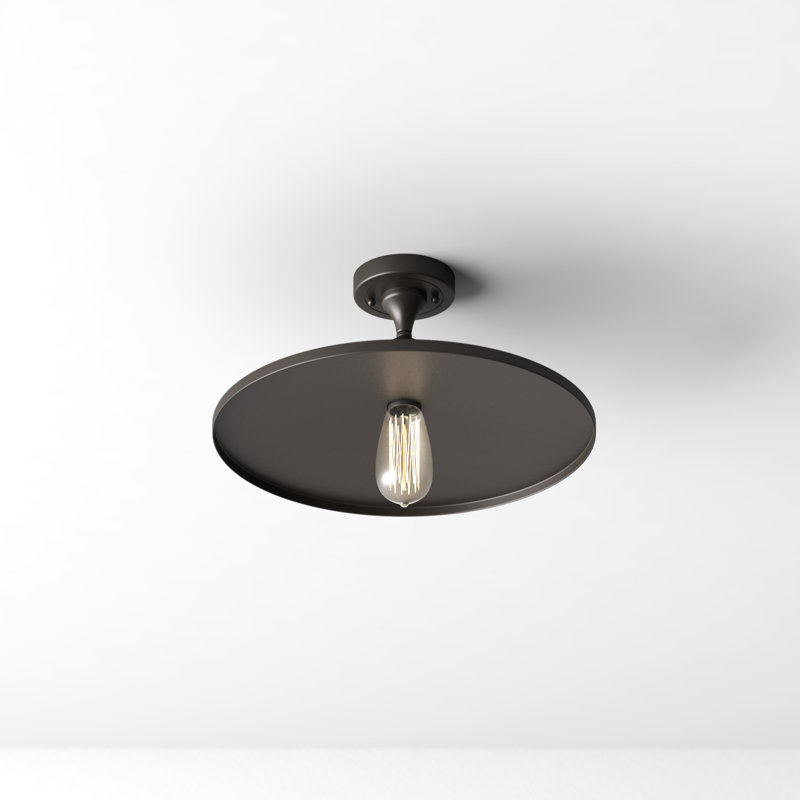 Rouvin Single Light Metal Semi Flush Mount, Matte Black, Matte Black