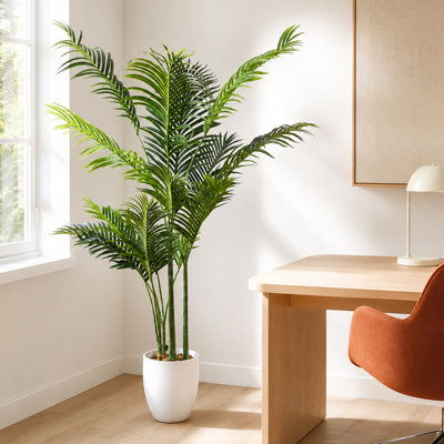 Leaf Large Artificial Palm Tree 160 cm H Faux Palm Tree Plant in Plastic Pot Liner