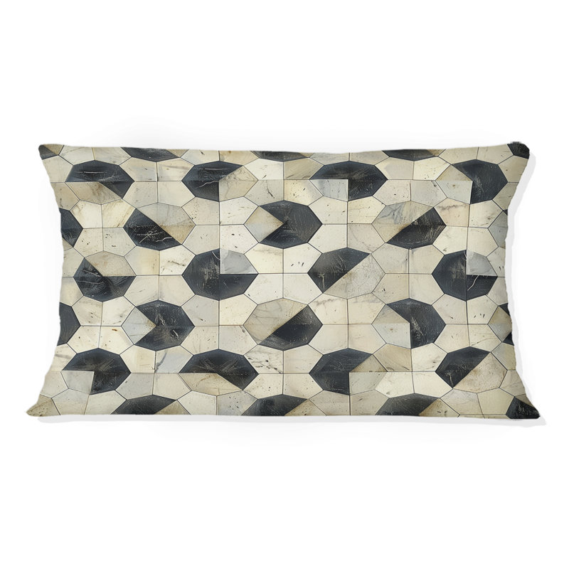 Formes géométriques - Coussin lombaire géométrique, Noir / Beige