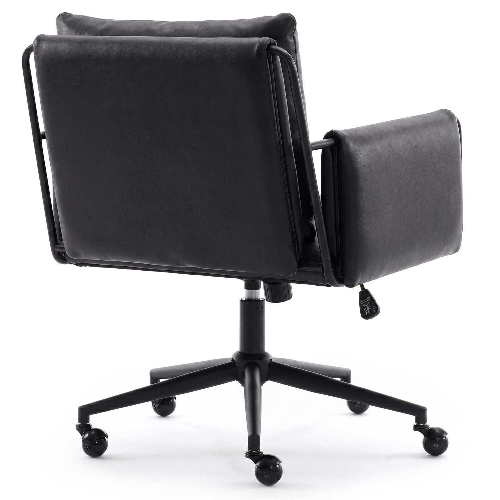 Arianna Upholstered Swivel Office Chair, Black, Black