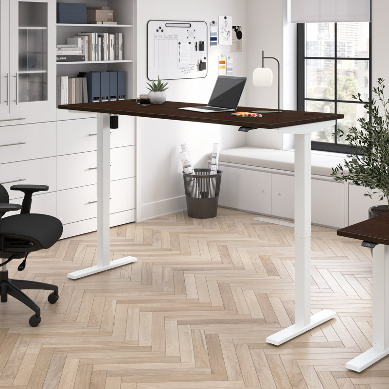 Bush Business Furniture Move 40 Series Electric Height Adjustable Standing Desk, Mocha Cherry, 27" H x 71" W x 29.4" D