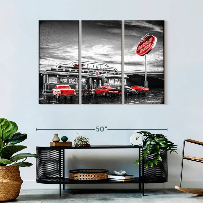 Impression sur toile American Diner Pop, H 32 po x l 50 po x P 1,25 po