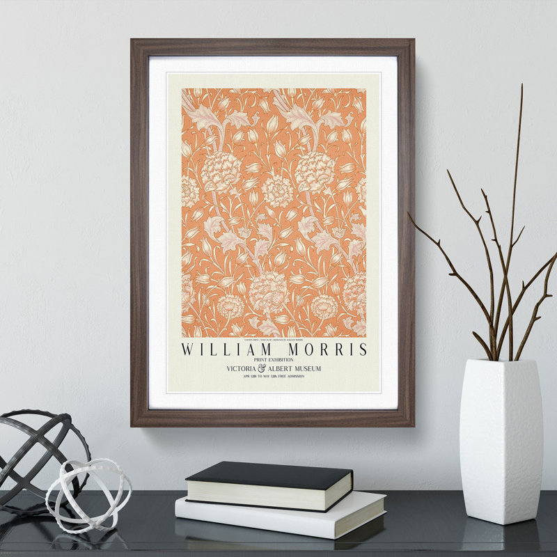 Wild Tulip with Border by William Morris - Picture Frame Painting, Walnut Framed, 65cm H x 48cm W x 2cm D