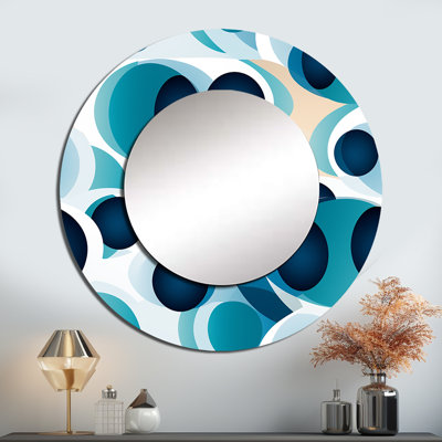 Minimalist Cobalt Blue Circles Geometry - Modern Round Mirror Wall Decor_MTMIR127030