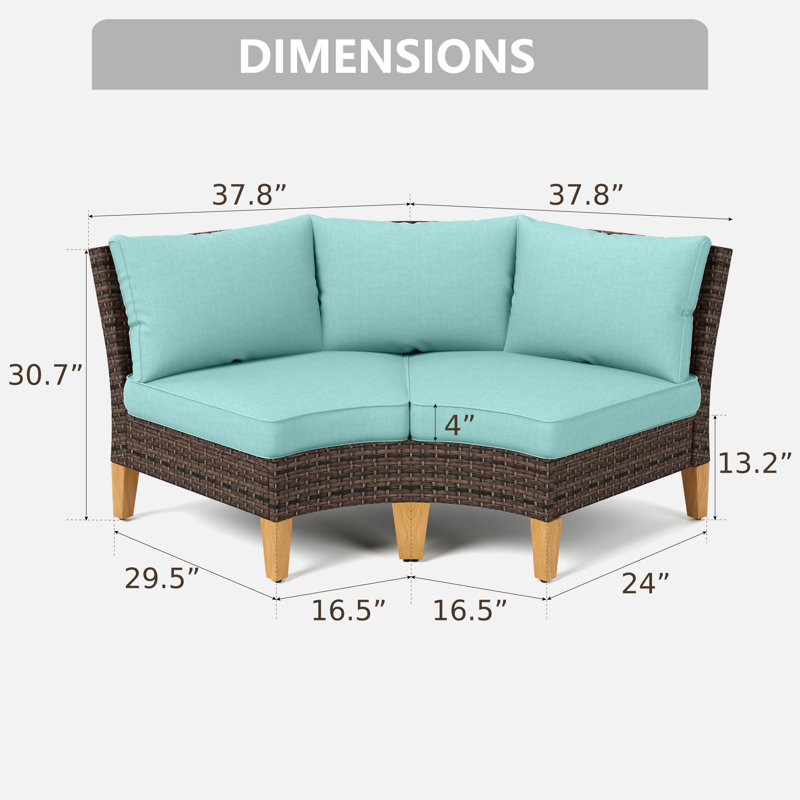 Premium All-Weather Wicker Outdoor Armless Lounge Chair, Blue