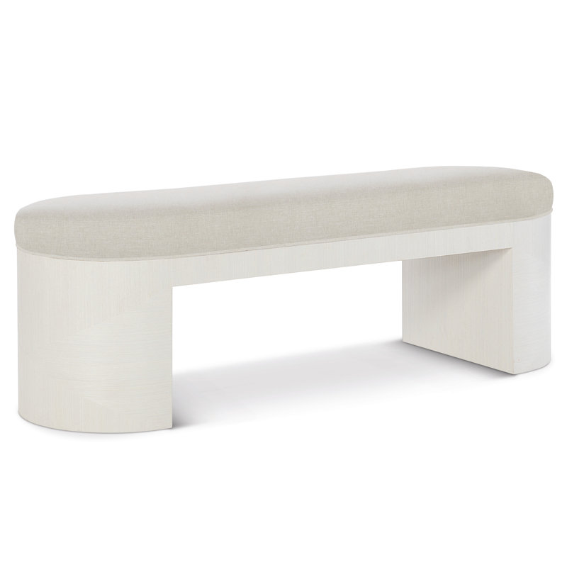 Elegant Cream Polyester 56" Transitional Upholstered Bench