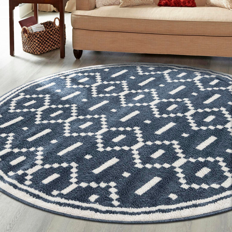 Latitude Run® Begna Nikolis Rug Blue, Round 4'1"