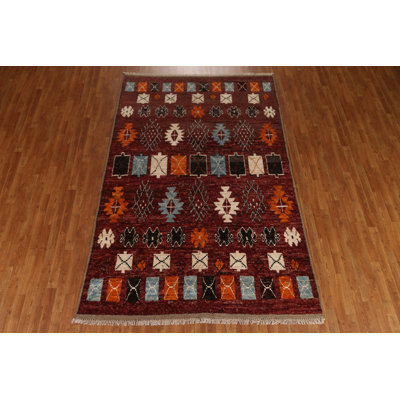 One-of-a-Kind 6'5'' X 9'10'' New Age Wool Area Rug in Red