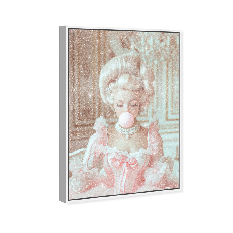 Oliver Gal Bubble Queen Glam - Diamond Dust Framed Canvas Art, 36" H x 24" W, White