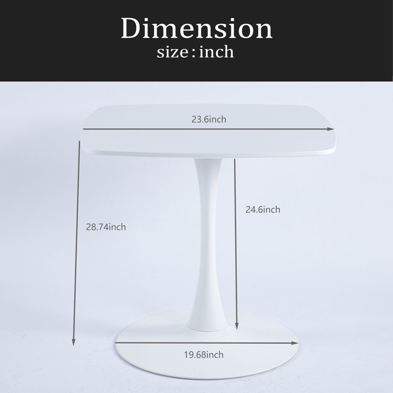 Table de salle à manger 23,62 pouces, Blanc mat