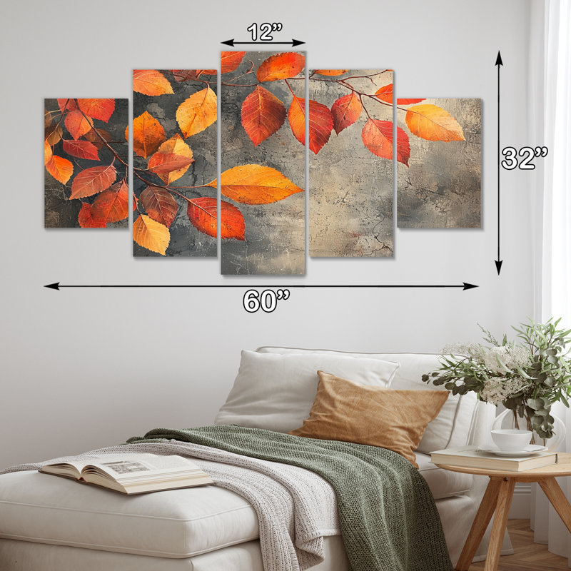 Orange orange, feuilles d'automne IV - - Art mural d'automne