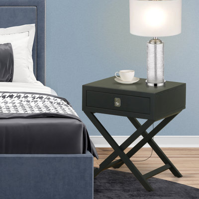 Petite table rectangulaire avec tiroir Gorgeous Hamilton, paquet de 1, finition noire