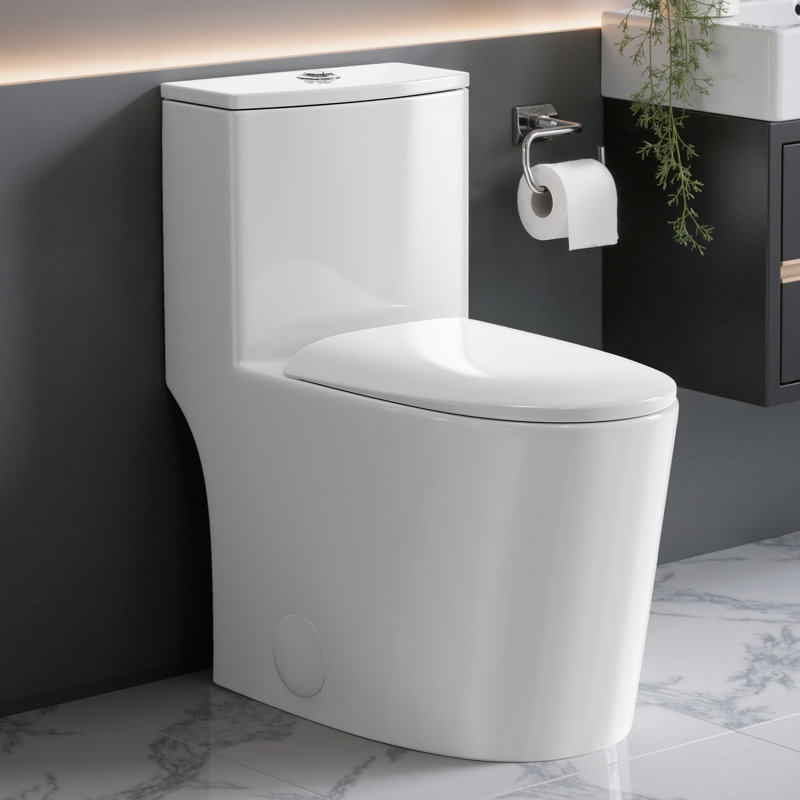BCANHOME ADA 17'' Comfort-Height One Piece Toilet, 1.14/1.58 GPF Dual Flush Siphon, Soft-Close Seat, Easy-Access Comfort-Rise Design