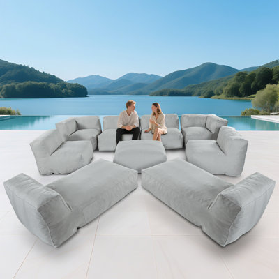 9-Piece Outdoor Sectional Sofa With Chaise Lounge For Patio, Garden And Swimming Pool by Latitude Run