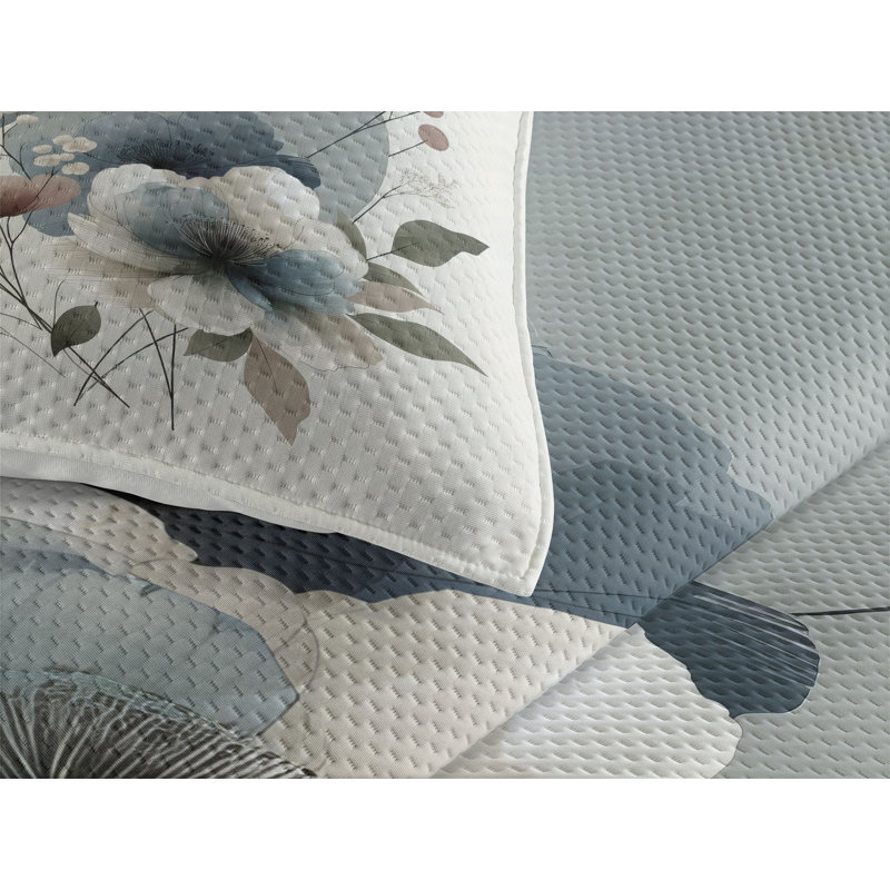 Polyester Floral Coverlet, King Coverlet + 2 Standard Shams