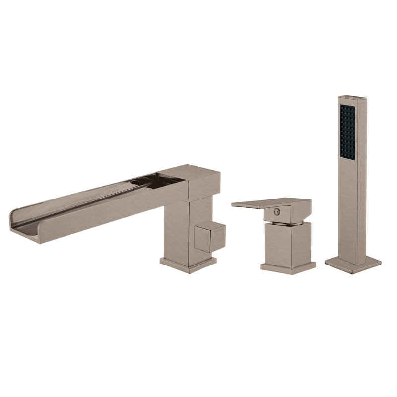 66.88'' x 28.38'' Freestanding Soaking Acrylic Bathtub with Faucet, White /Brushed Nickel Drain