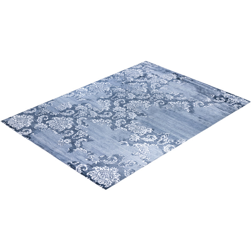 Tapis moderne fait à la main de conception unique - bleu, 8 pi 10 po x 12 pi 1 po