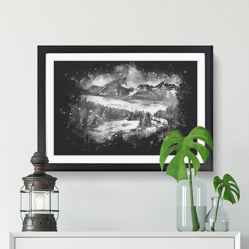 Train Through Canada - Single Picture Frame Print on MDF, Black Framed, 33cm H x 45cm W x 2cm D