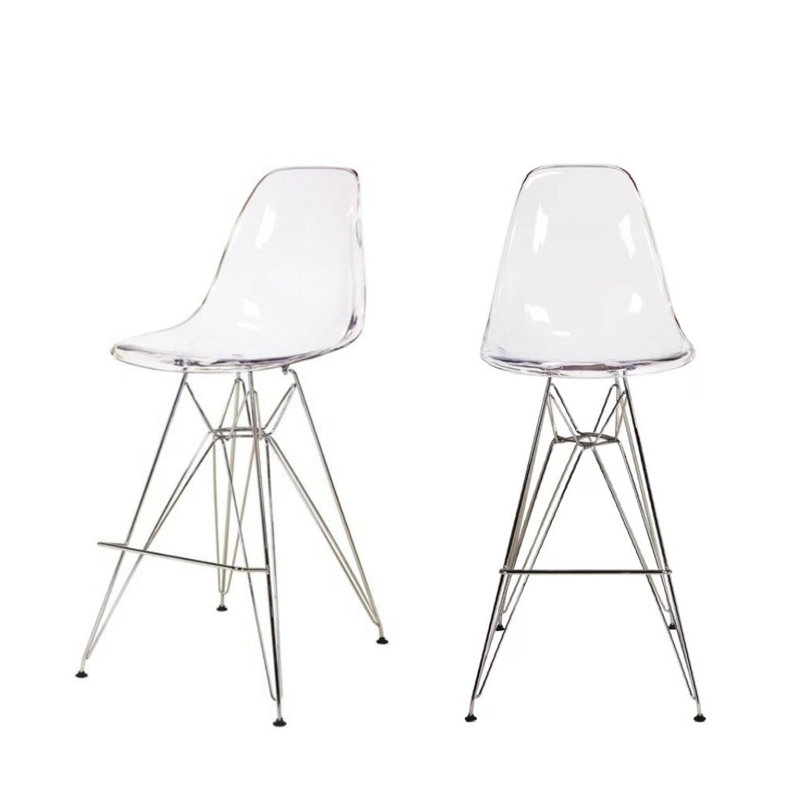Tabouret de bar 29,5 po Chilmark, Chrome, Transparent