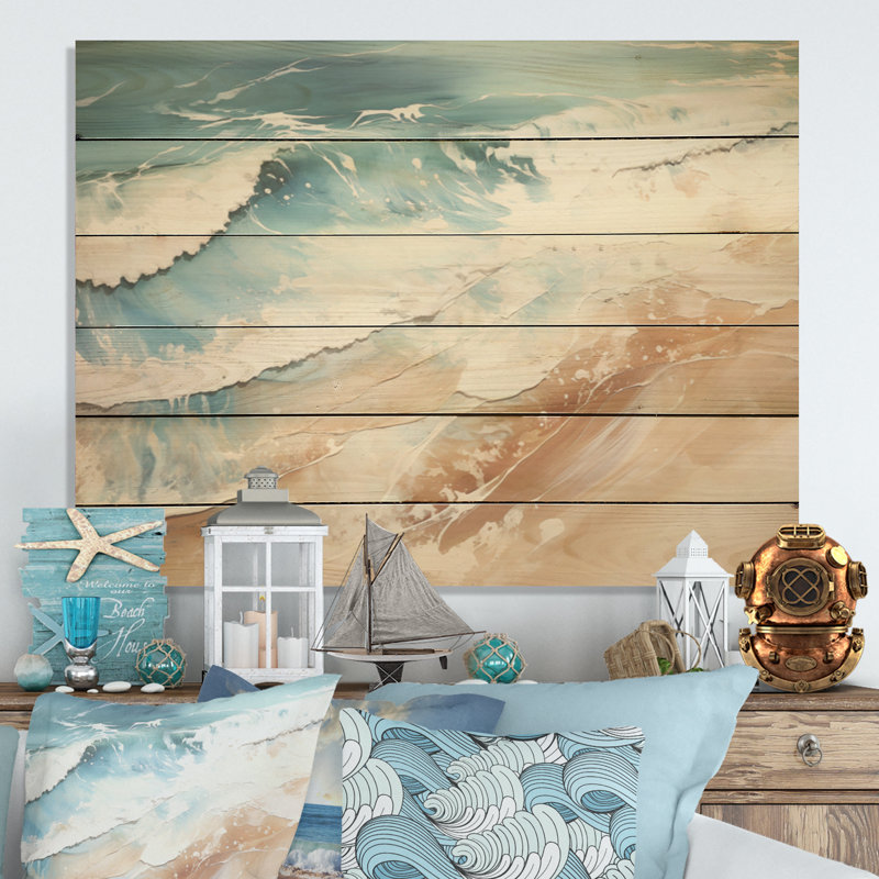 Minimalisme Coastal Beach Fusion - art mural en bois de plage côtière sur bois de pin naturel, H 10 po x l 20 po