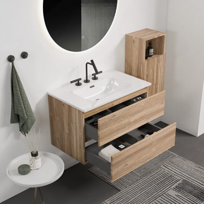 Meuble-lavabo mural avec lavabo en céramique