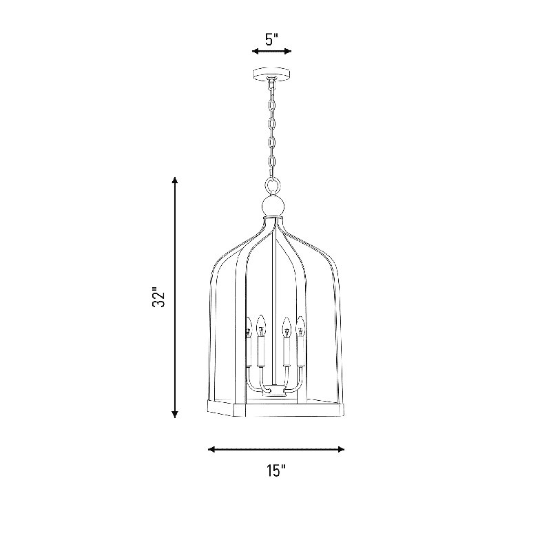 Electra 8-Light Lantern Birdcage Chandelier in Black, Black, 8 Lights, 41.5" H x 23.5" W x 23.5" D