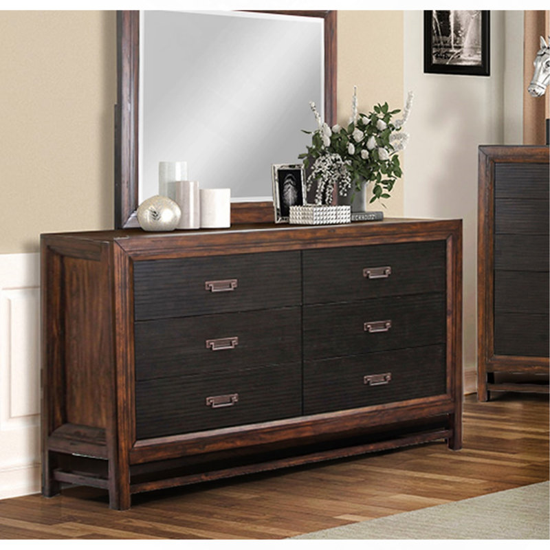 Commode à six tiroirs, aucun assemblage requis, finition deux tons