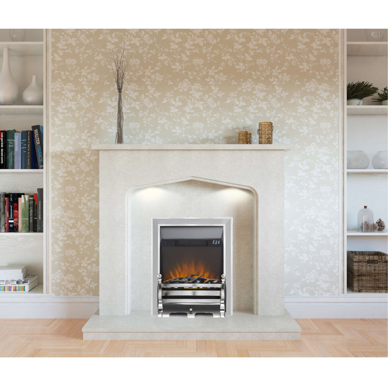 Finbar Belfry Heating 48cm W Electric Fireplace Insert with 4000 BTU, Chrome/Brushed