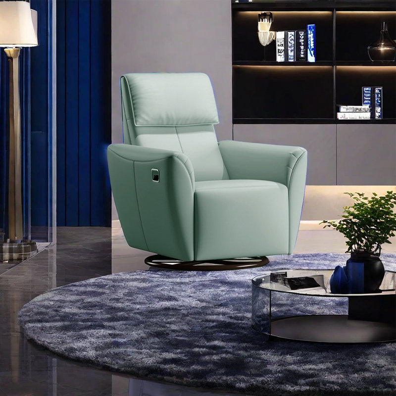Leahey Faux Leather Recliner, Light Green Faux Leather