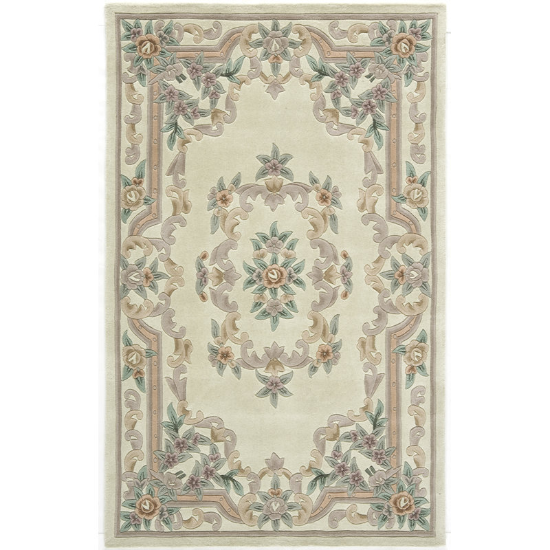 Tapis traditionnel ivoire Aubusson, Rectangle 4pi x 6 pi