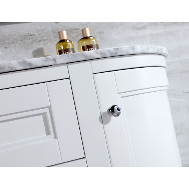 Mirhan 36'' Single Bathroom Vanity with Marble Top, White