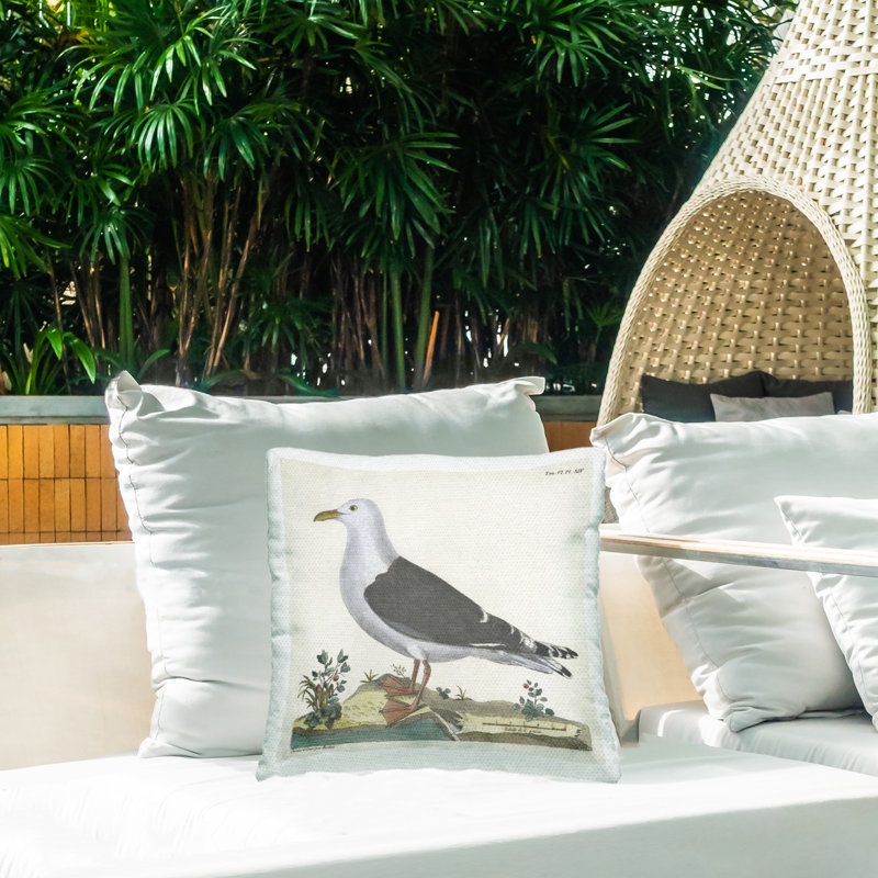 Coussin d'extérieur rétro imprimé "Seagull Study" par Phillipa Katz