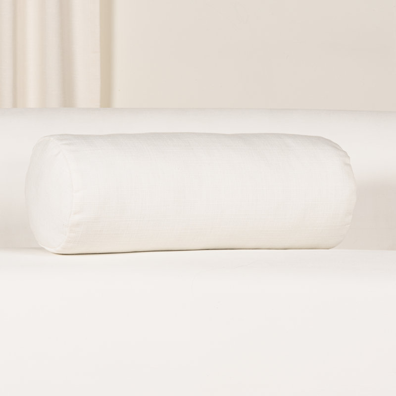 Coussin décoratif en faux lin Indy, Blanc, Traversin H 8 po x l 21 po, Polyester