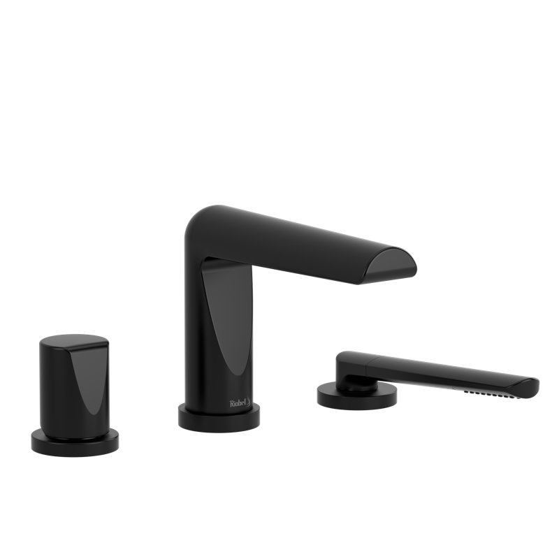 Parabola 3-Hole Deck Mounted Roman Tub Trim, Black