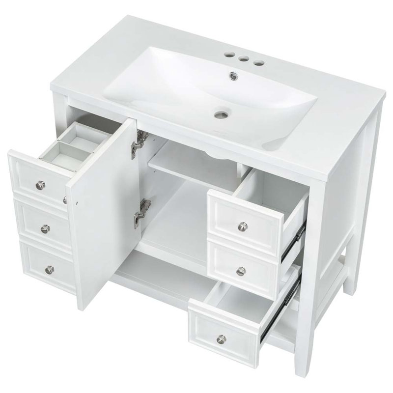 Shelise 36'' Single Bathroom Vanity with Ceramic Top, White