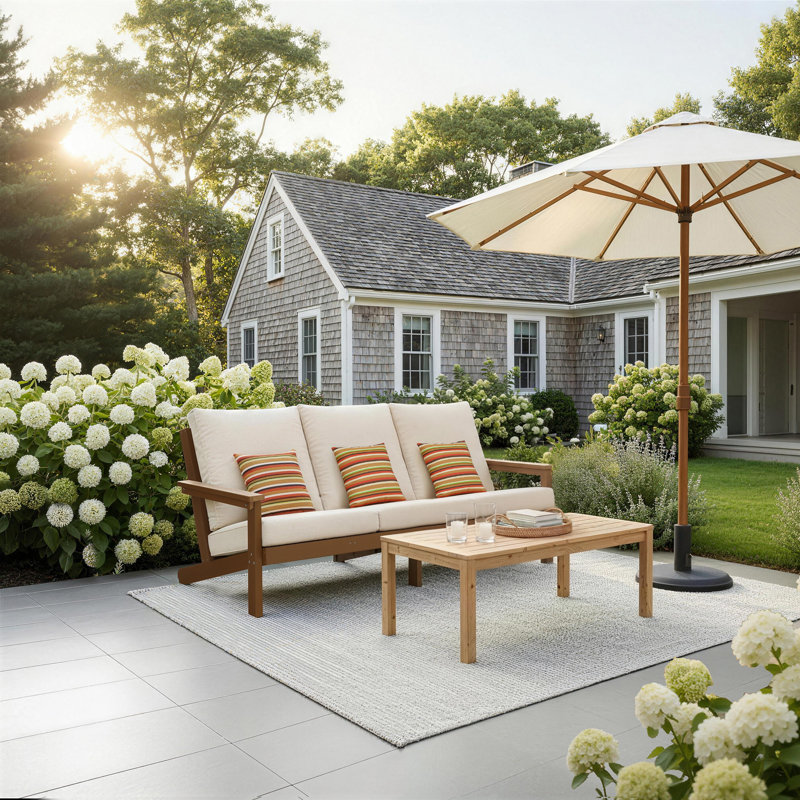 78.74'' Wide Wood Patio Sofa with Cushions