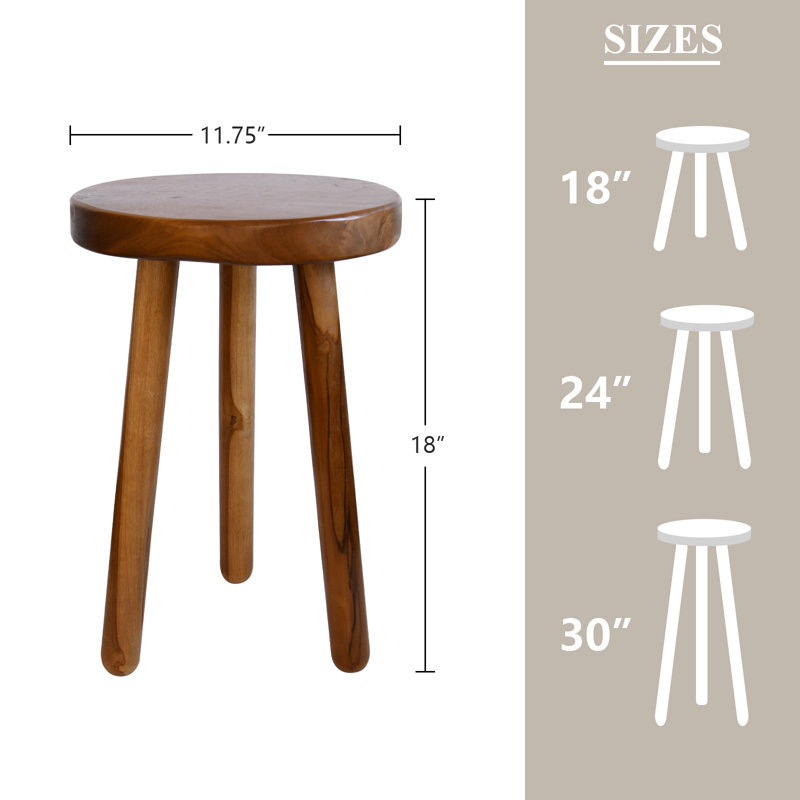 Round  Wood Plant Stand, 18" H x 11.8" L x 11.8" D