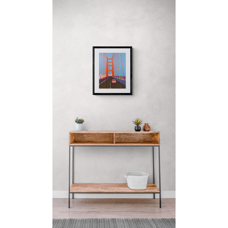 Driving Across The Golden Gate Bridge by Sue Graef, Black Framed Paper, 21.25" H x 17.25" W