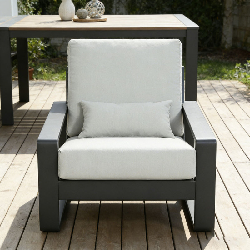 Méridienne d'extérieur et d'intérieur en aluminium, Noir, Gris clair-1