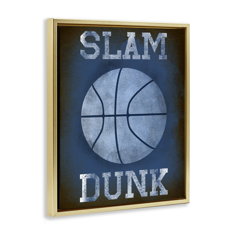 Cadre flottant bleu marine Slam Dunk, design par Marcus Prime, H 21 po x l 17 po, Cadre flottant métallique doré
