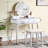 Contemporary Wood Vanity And Stool Set, White-155397572