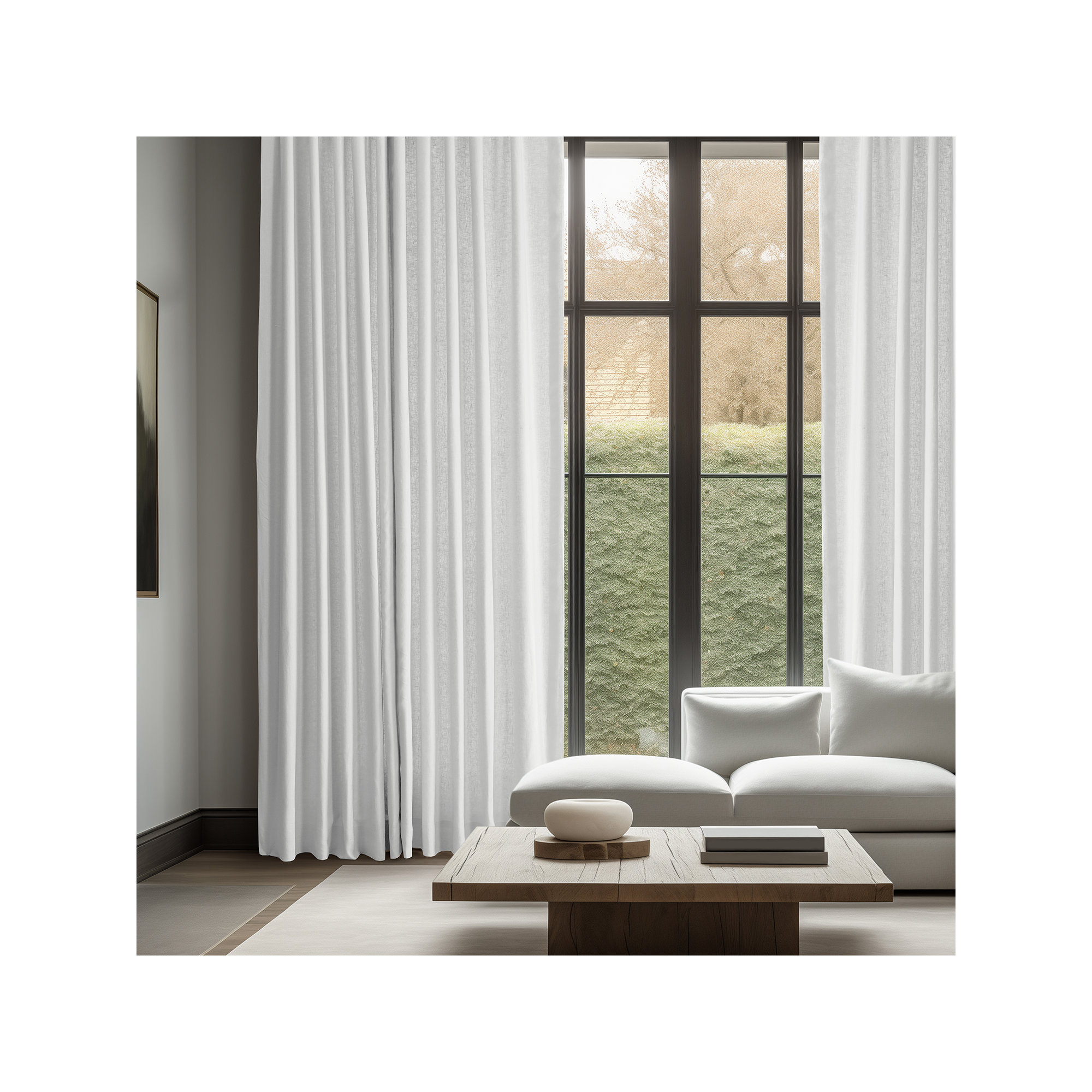 Briella French Linen Room Darkening Curtain, Crisp White, 50" W x 84" L